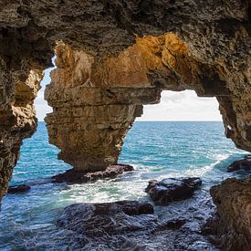 Rocks and Cave on the Mediterranean Sea, Cova dels Arcs by Adriana Mueller
