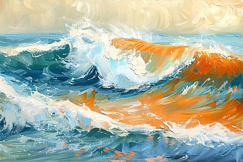 Peinture de mer colorée et ondulée avec dynamique