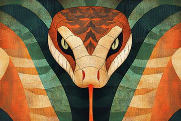 Cobra in Art Deco-kleuren van Imperial Art House