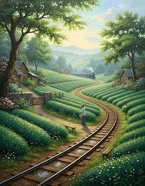 Railway Through the Emerald Tea Garden by Regan Frederick