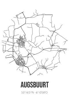 Augsbuurt (Fryslan) | Landkaart | Zwart-wit van MijnStadsPoster