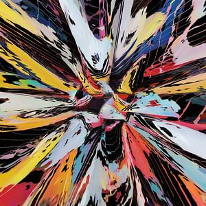 Abstract in rood blauw geel