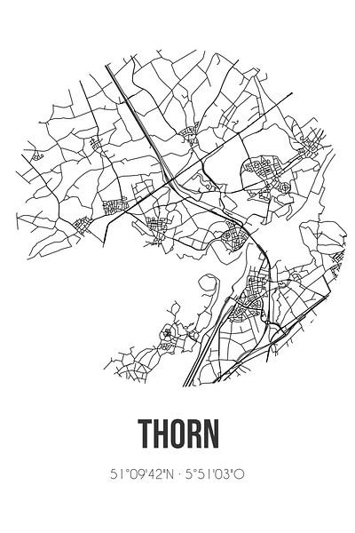 Thorn (Limburg) | Map | Black and white by Prints of Place