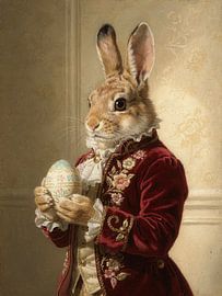 Élégant lapin de Pâques dans un portrait classique
