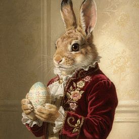 An elegant Easter bunny in a classic portrait by But First Framing