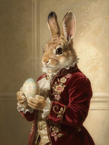 Élégant lapin de Pâques dans un portrait classique