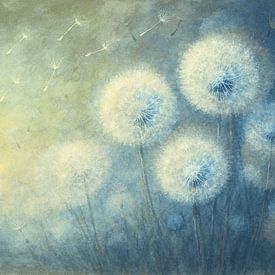 Pusteblumen in Gelb und Blau von Claudia Gründler