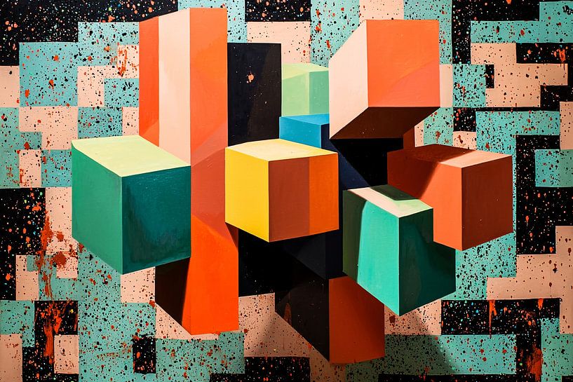Colourful cubes with geometric background by Imperial Art House