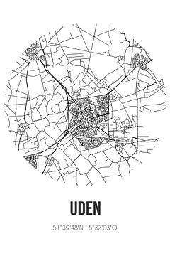 Uden (Noord-Brabant) | Landkaart | Zwart-wit van MijnStadsPoster