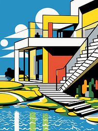 Architecture Modern Geometry Colours Water House Stairs