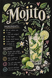 Mojito – Recept op een vintage krijtbord van Green Nest