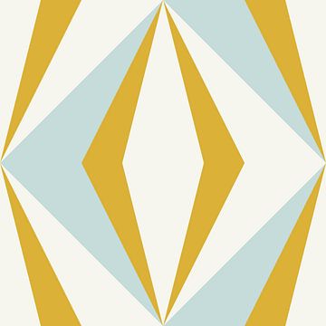 Retro geometrie met driehoeken in Bauhaus-stijl in geel en blauw 1 van Dina Dankers