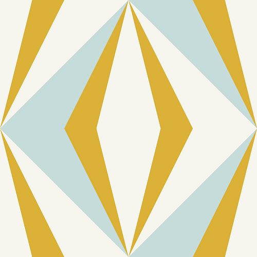 Retro geometrie met driehoeken in Bauhaus-stijl in geel en blauw 1