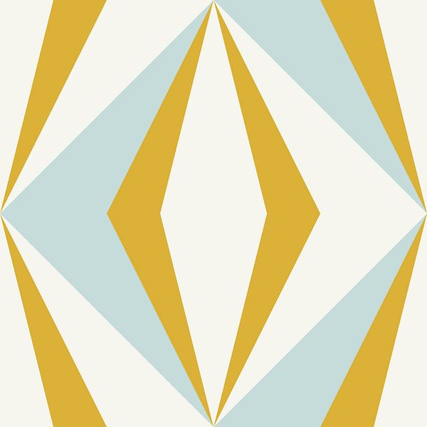 Retro geometry  with triangles in Bauhaus style in  yellow and blue 1 by Dina Dankers