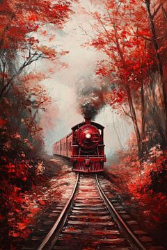 Stoomlocomotief in herfstmagie van Poster Art Shop