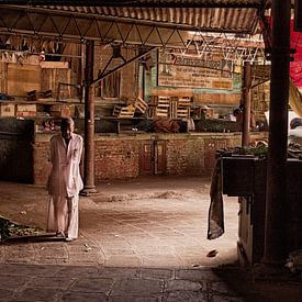 Oude markt in India van Vincent van Kooten