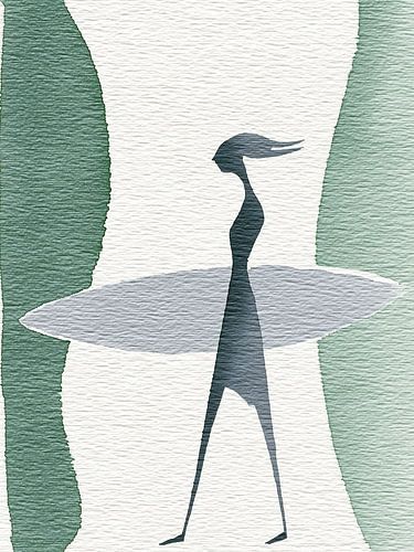 Minimalistisch silhouet van vrouw met reflectie