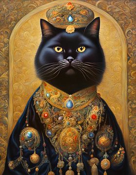 Fantasy Persian cat also called the Persian cat in Traditional Persian dress and jewellery-5 by Carina Dumais