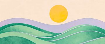 Zonsopgang over glooiende heuvels van Poster Art Shop