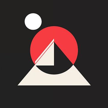 Moderne vormen geometrisch zwart-wit-rood van TheXclusive Art
