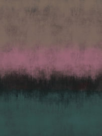 Œuvre d'art abstrait minimaliste dans les tons taupe, rose et vert sur Dina Dankers