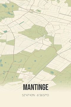 Vintage landkaart van Mantinge (Drenthe) van Rezona