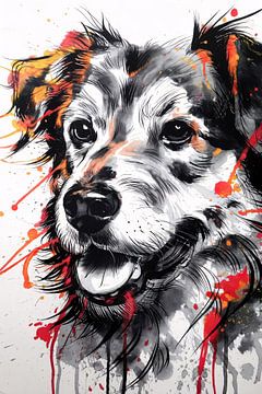 Dynamisch hond portret met kleuren van Art & Soul Creations