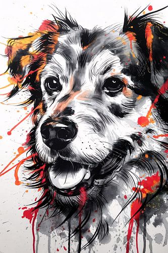 Dynamisch hond portret met kleuren