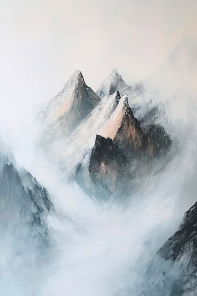 Mystische Berglandschaft im Nebel von Poster Art Shop