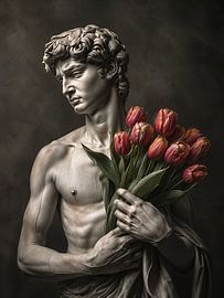 Michelangelo's David mit Tulpen von Salt Theory