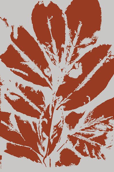 Modern Botanical art. Leaves in terracotta no. 1 by Dina Dankers