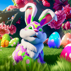 süßer Osterhase mit Eiern,  ART Illustration