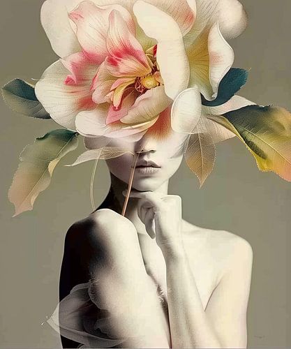 Splendeur florale surréaliste et figure féminine
