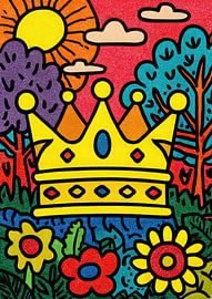 Bunte Cartoon-Krone mit Natur von Niklas Maximilian