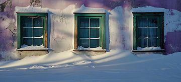 Huis in de sneeuw van fernlichtsicht