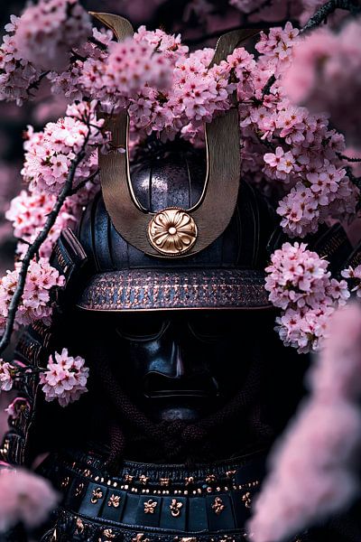 Samurai under cherry blossoms - Mystical by Poster Art Shop