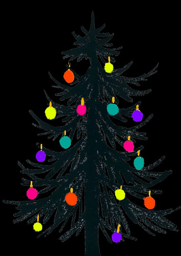 Kerstboom met kleurrijke ballen – illustratie