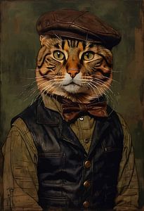 Katze in Kleidung aus der Zeit der Industriellen Revolution Porträt