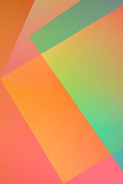 Neon kunst. Kleurrijk minimalistisch geometrisch abstract kleurverloop in roze, oranje, groen van Dina Dankers