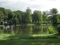 Vijver in een kasteeltuin