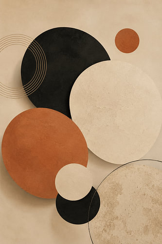 Earth Tone Geometry – Abstrakte geometrische Wandkunst in Terrakotta, Beige und Schwarz