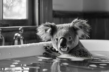 Ontspannen koala in de badkamer - een charmante badkamerfoto voor je toilet van Felix Brönnimann