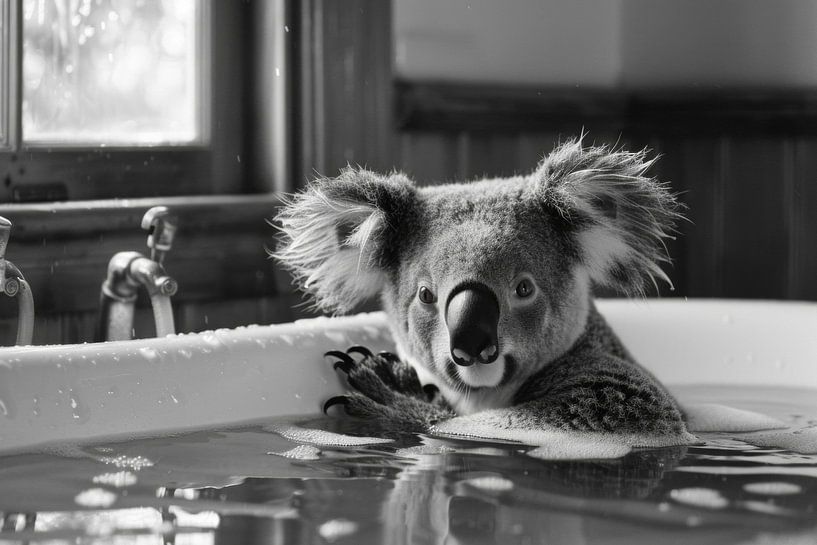 Koala détendu dans la salle de bain - Un charmant tableau de salle de bain pour vos toilettes par Poster Art Shop