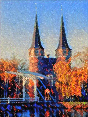 Sfeervol Schilderij Oostpoort Delft