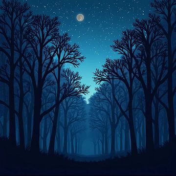 Moonlit Forest Path by Artistic