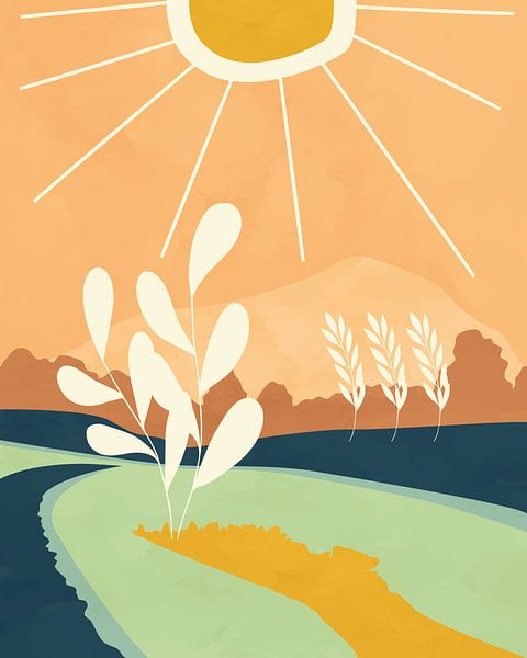 Zonsopkomst in de lente abstract landschap van Tanja Udelhofen