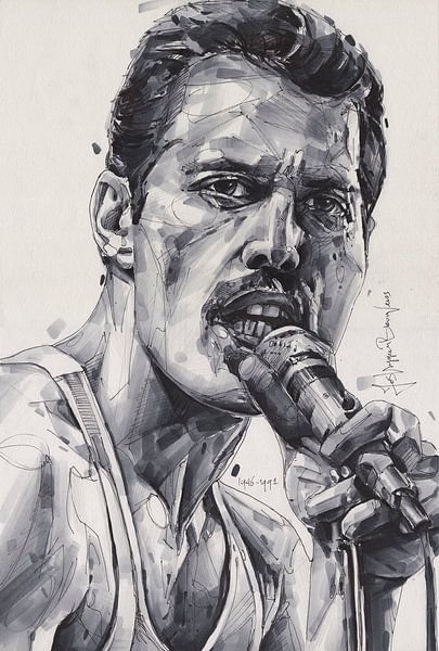Freddie Mercury (Queen) Zeichnung von Jos Hoppenbrouwers
