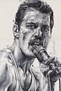 Freddie Mercury (Queen) tekening van Jos Hoppenbrouwers thumbnail