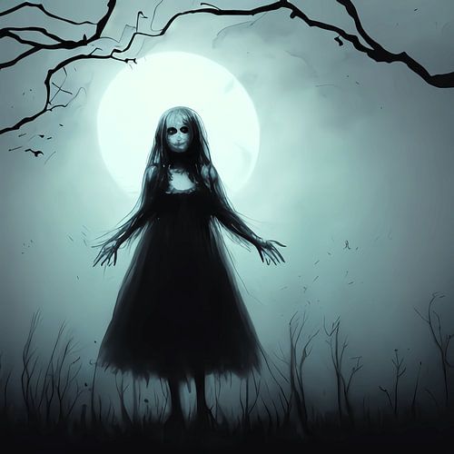 Femme souriante la nuit - CARTOON