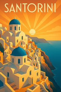 Santorini Greece Blue Domes Sunset